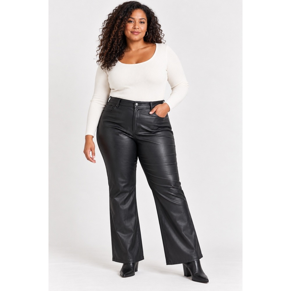 ELOQUII‎ Coated Black Denim Jeans Women's Size 14 Straight Leg NWT